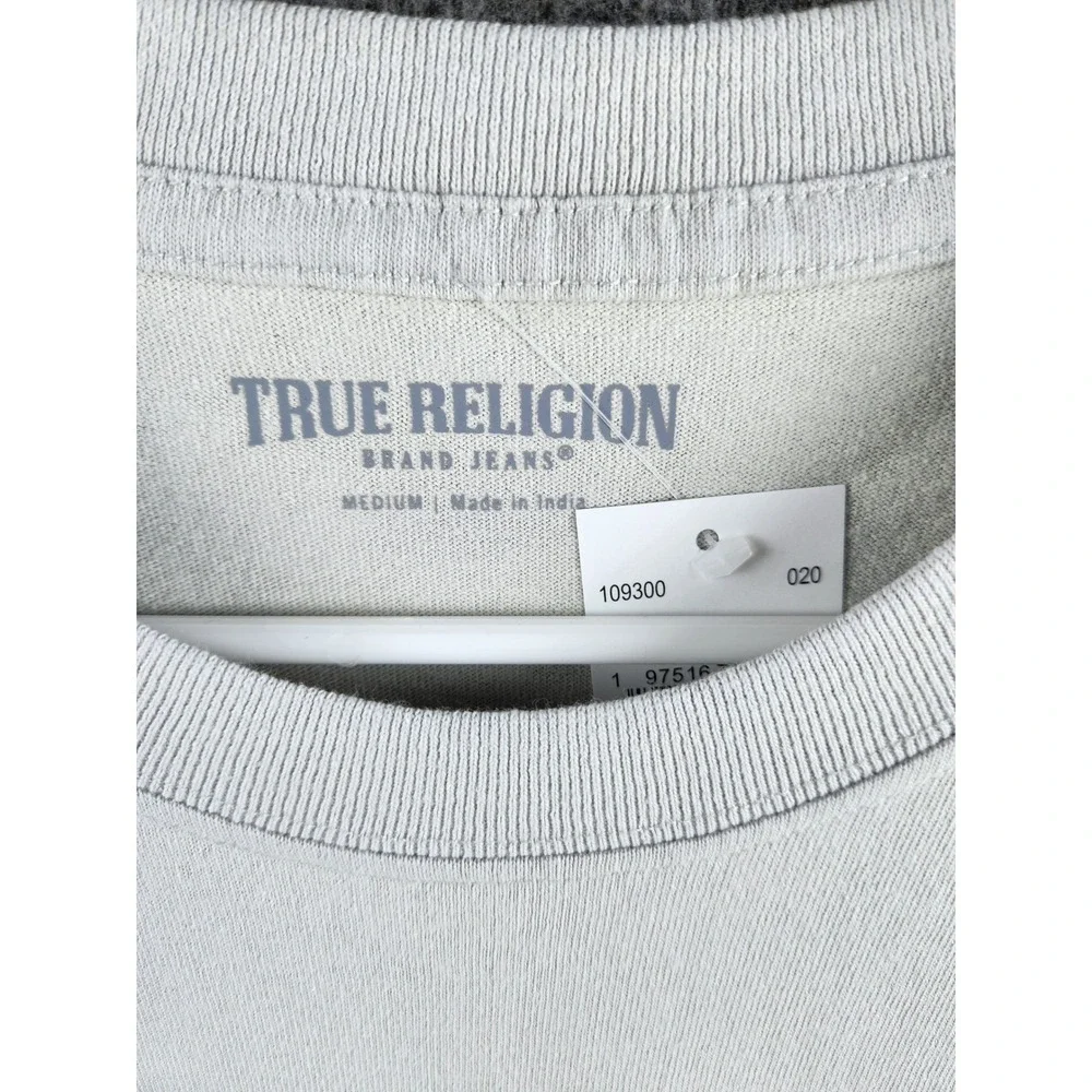 True Religion Buddha Guitar Graphic T‎ Shirt Light Gray Medium Short Sleeve